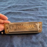 Koch Chromatic Harmonica Round Hole Silver Brass Metal High Polish Chrome Finish. Fixed Price $20.00.