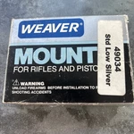Weaver 1" Low Det Top Mt Rings Silver Finish 49034 Mount For Rifles/pistols New. Fixed Price $20.00.