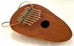 Kalimba Thumb PIANO-12X8"-GOURD & WOOD-8 Key Mbira-big-leather Strap-vtg. Fixed Price $69.99.