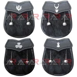 Aar Boys Sporran Black Rabbit Fur 2 Tassels Free Leather Belt Chain Multi Design. Fixed Price $14.99.