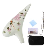 12 Hole Ceramic Ocarina With "bird Loves Flower" Design, Tenor White. Fixed Price $34.99.