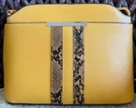 La Terre Fashion Yellow Crossbody Bag Snake Print Adj. Strap Gold-tone Hardware. Fixed Price $23.99.