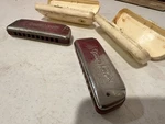 M. Hohner Golden Melody Harmonica Germany Lot Of 2 Key Cases Untested. Fixed Price $35.00.