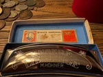 Vintage Hohner Unsere Lieblinge 32-HOLE Key Of Octave Harmonica M6195-C. Fixed Price $60.00.